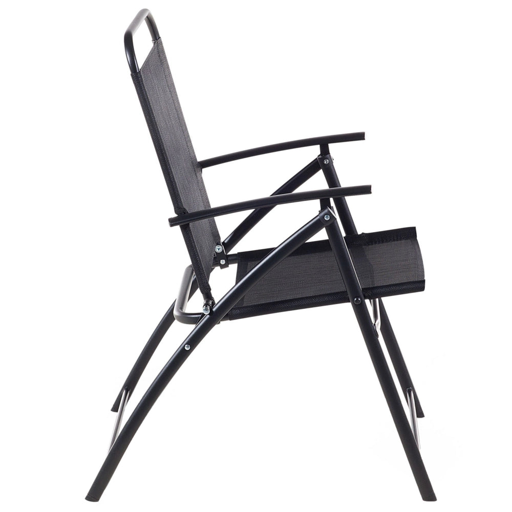 Set da pranzo all'aperto in acciaio Nero 5 pezzi tavolo sedie pieghevoli 4 posti giardino moderno