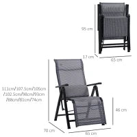 Sdraio da Giardino Zero Gravity Set 2 Pz, Regolabile su 9 Livelli, con Cuscini, 65x70x111cm, Grigio