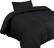Set di coperta da letto - Microfibra - 135x200 cm + Copri cuscino 50x75 cm - Nero - Polyester borcato - Lavabile in macchina