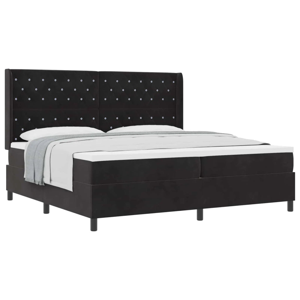 Letto a molle con materasso Nero 200 x 200 cm Velluto 3341974