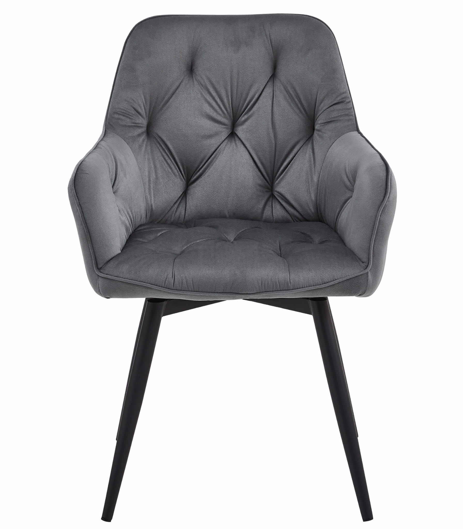 Sedia girevole in velluto grigio scuro VALORA LUKK360 per soggiorno, cucina, sala da pranzo