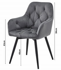 Sedia girevole in velluto grigio scuro VALORA LUKK360 per soggiorno, cucina, sala da pranzo