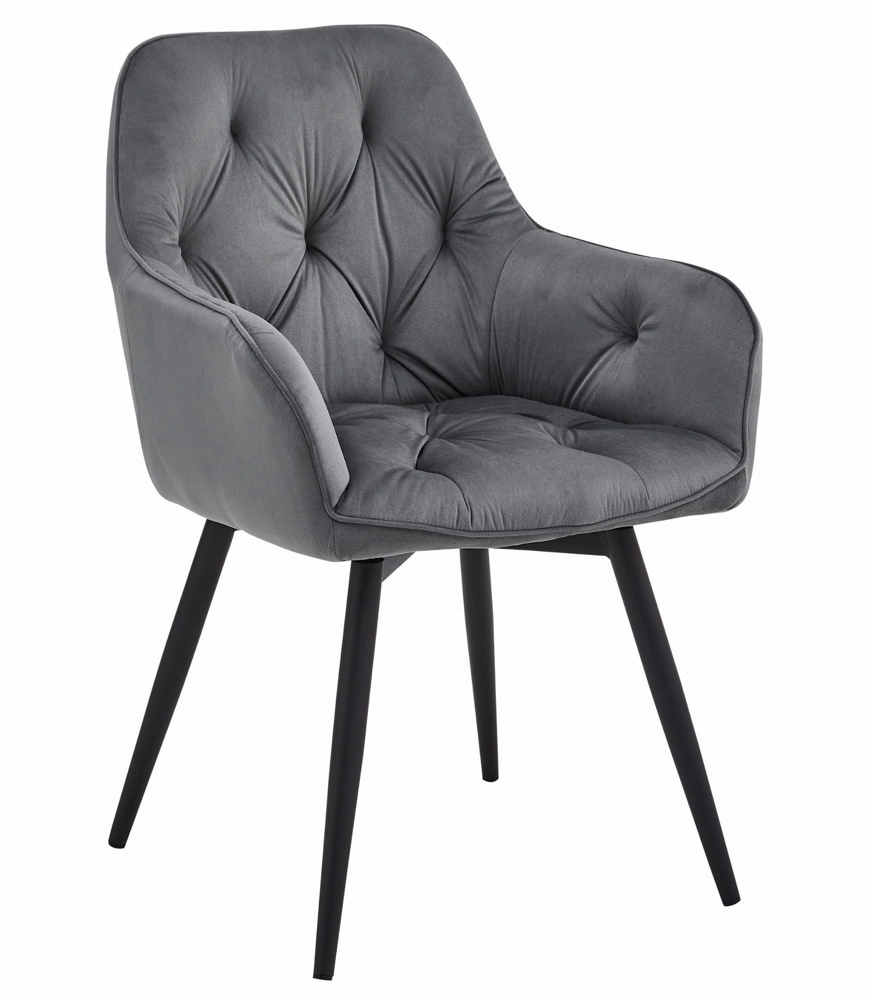 Sedia girevole in velluto grigio scuro VALORA LUKK360 per soggiorno, cucina, sala da pranzo