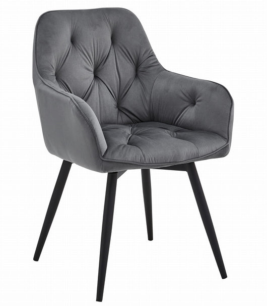 Sedia girevole in velluto grigio scuro VALORA LUKK360 per soggiorno, cucina, sala da pranzo
