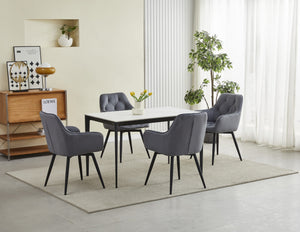 Sedia girevole in velluto grigio scuro VALORA LUKK360 per soggiorno, cucina, sala da pranzo