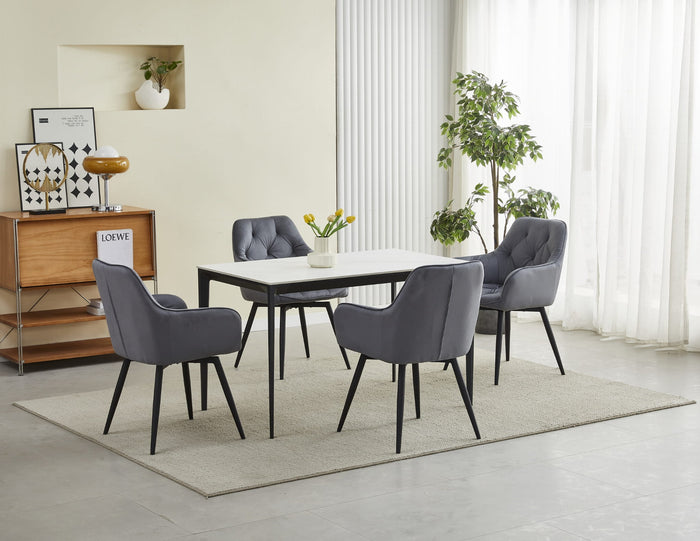 Sedia girevole in velluto grigio scuro VALORA LUKK360 per soggiorno, cucina, sala da pranzo