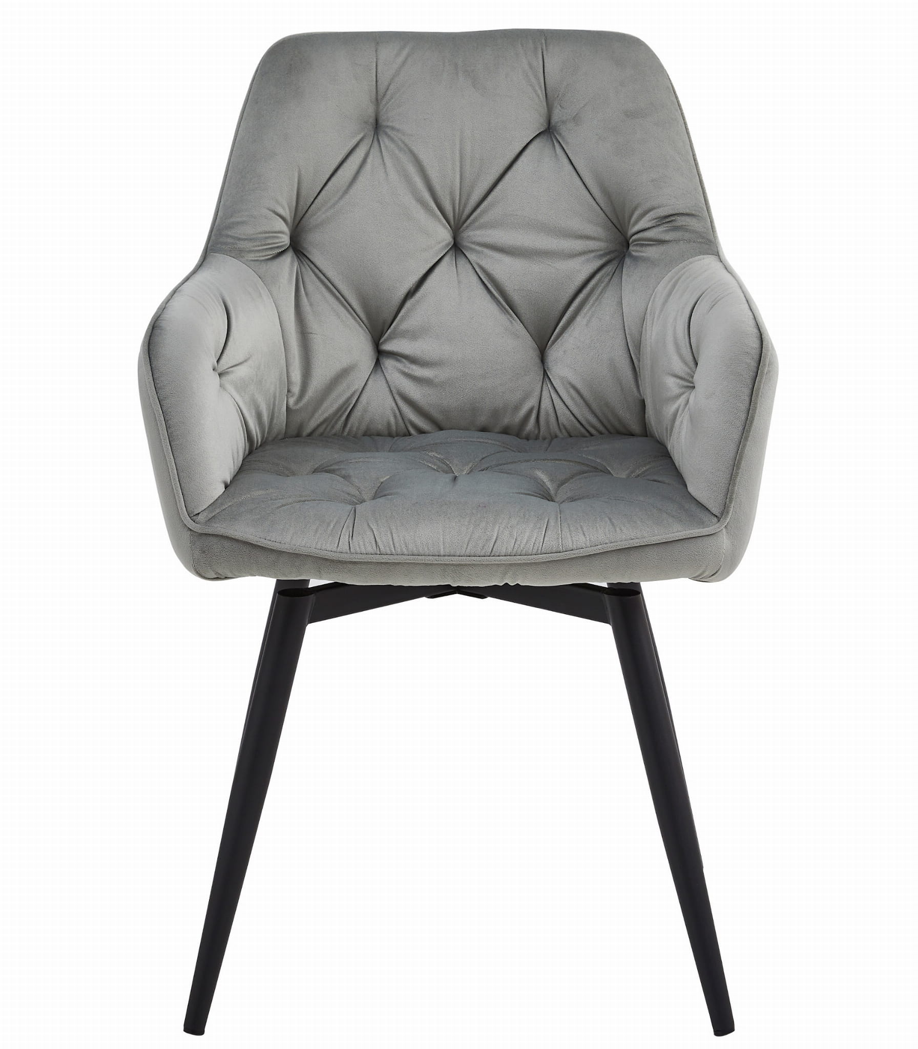 Sedia girevole in velluto VALORA LUKK360 - Grigio argento / Gambe nere