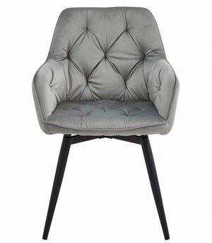 Sedia girevole in velluto VALORA LUKK360 - Grigio argento / Gambe nere