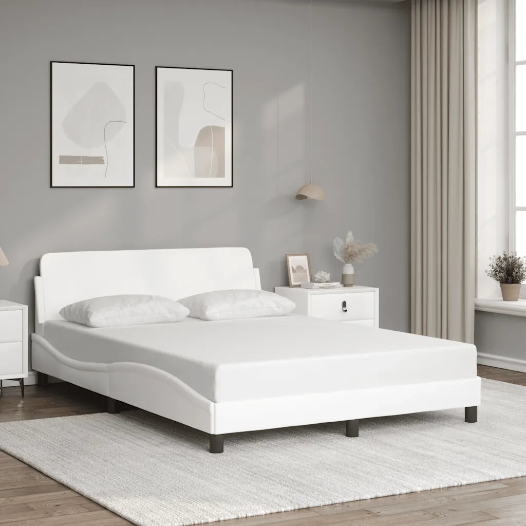 Giroletto-Struttura Letto Dover Bianco 140x190 cm in Similpelle