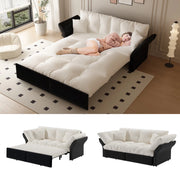 Divano Letto 3 in 1 Estraibile con Cuscini ¨C Xylo ¨C Velluto Beige/Bianco 190 cm