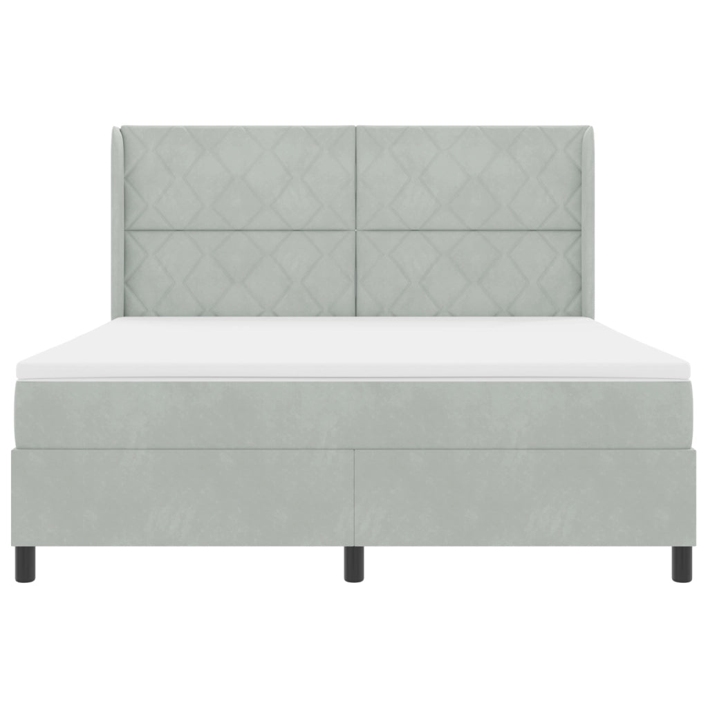 Letto con Rete a Molle Grigio Chiaro 180x200 cm Velluto
