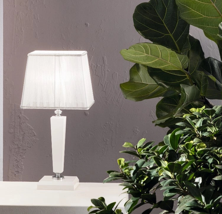 LUME PICCOLO CHERUBINI BIANCO E CROMO CON PARALUME BIANCO L.20CM 1 LUCE ATTACCO E14