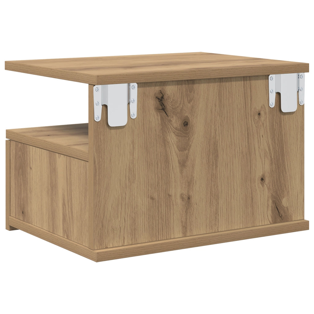 Comodino Flottante Rovere Artigianale 40x31x27 cm Legno Composto