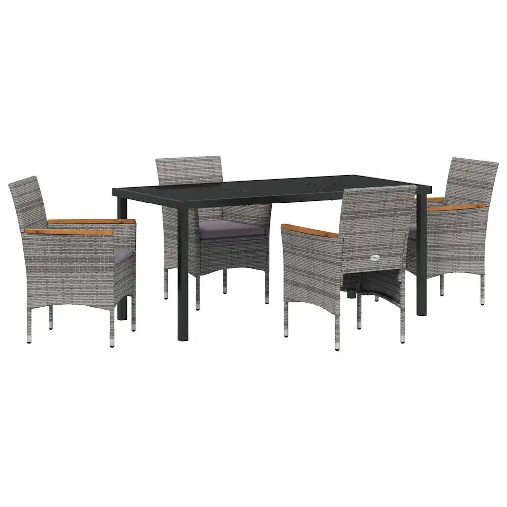 Set da Pranzo per Giardino con cuscino 5 pcs Grigio polyrattan 3379761