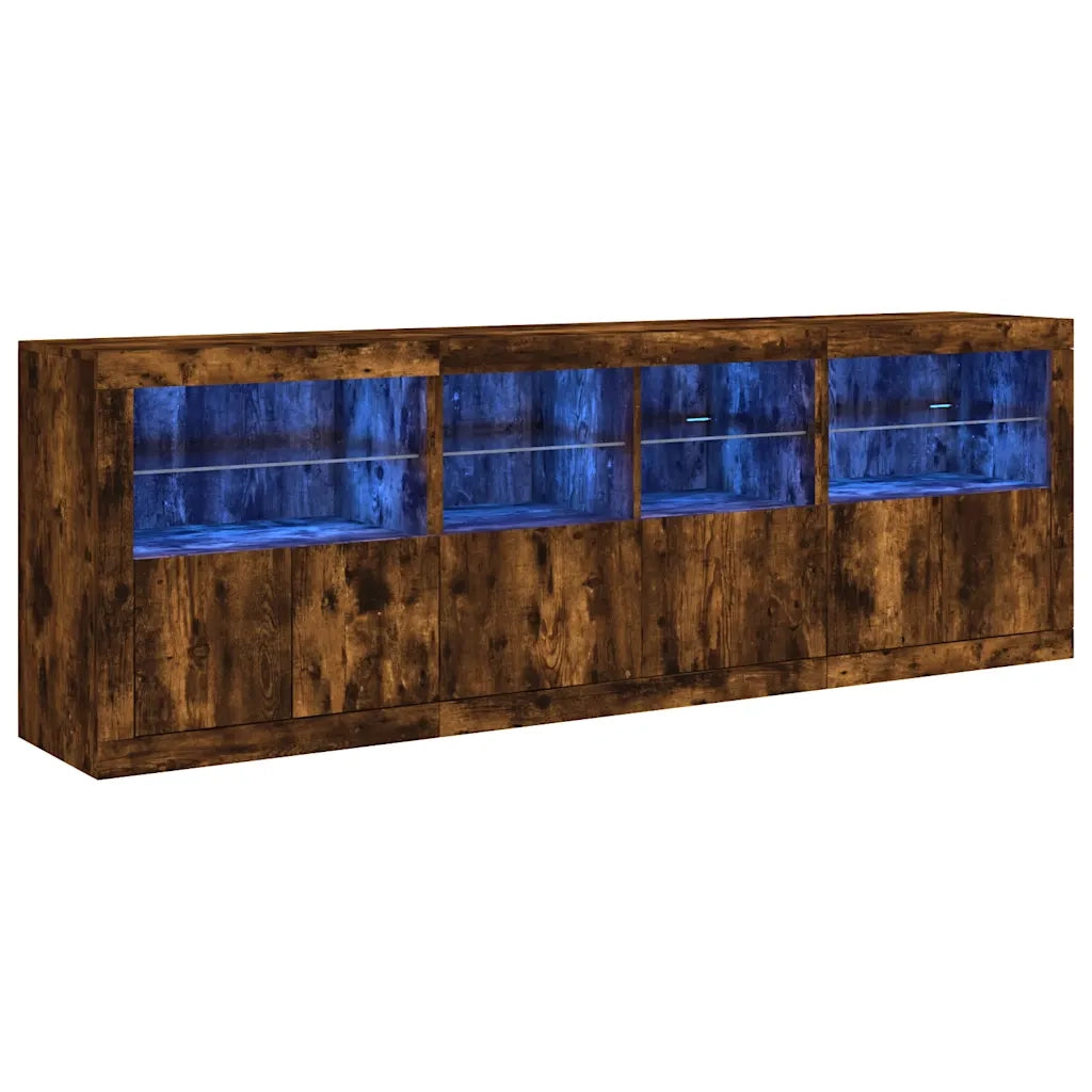 Credenza con Luci LED Rovere Fumo 202x37x67 cm 3209013