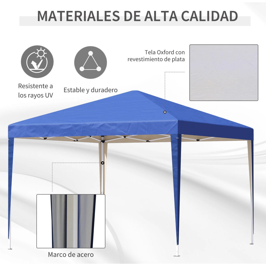 Gazebo Pieghevole 3x3 m ¨C Zephmum ¨C Blu con Toldo Anti-UV e Borsa