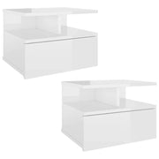 Comodini Pensili 2 pz-Set di 2 Tavolino da notte Bianco Lucido 40x31x27cm Legno Multistrato