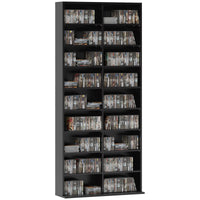 Libreria Porta CD e DVD 78,5x24x175 cm con 14 Ripiani Regolabili Nero