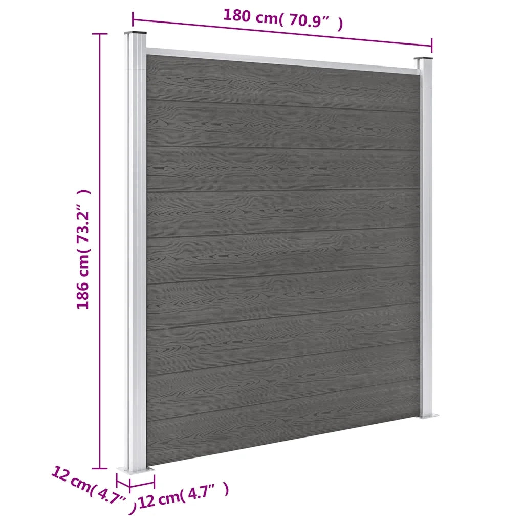 Pannello di Recinzione in WPC 180x186 cm Grigio 49067
