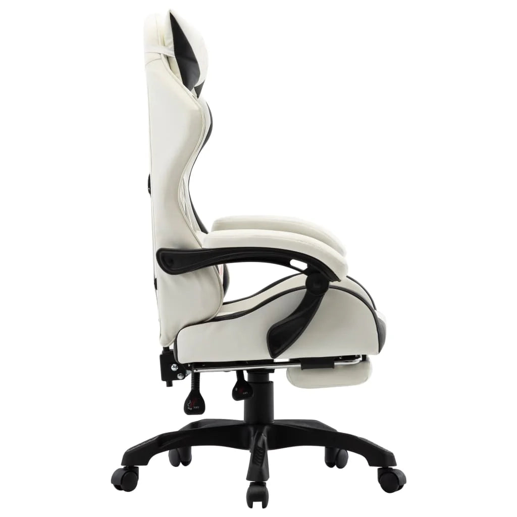 Sedia/seduta girevole da ufficio per uso computer studio videogiochi e con poggiapiedi realizzata in similpelle nera 02_0024223