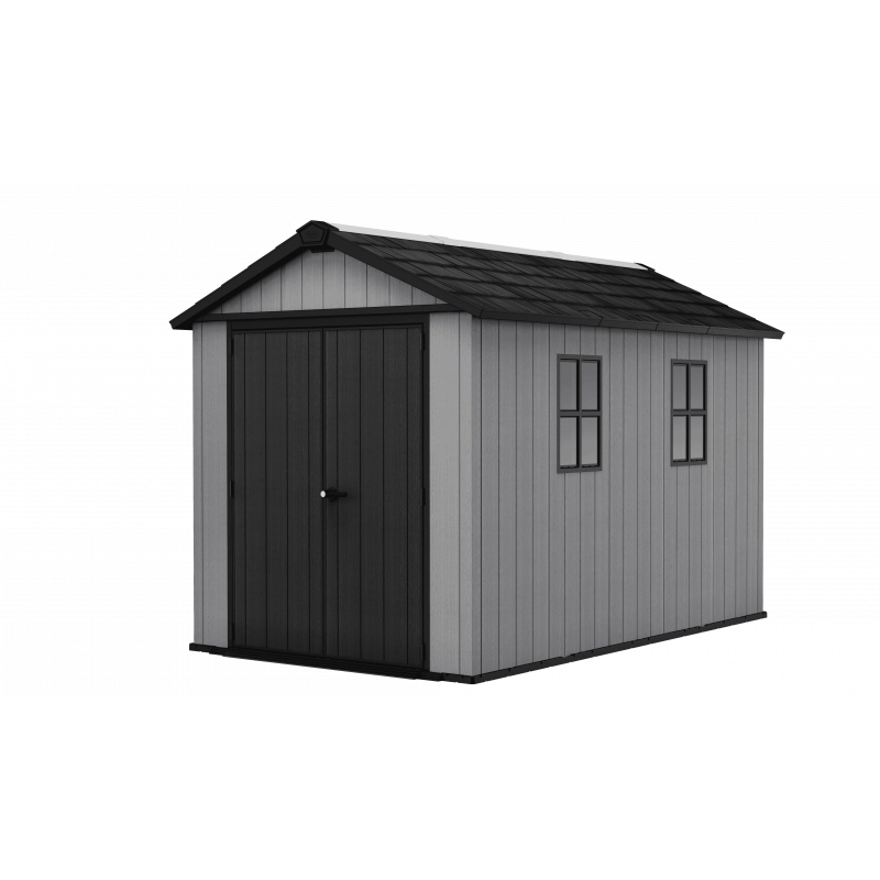 Casetta da giardino in resina EVOTECH+ 350x230 cm - con pavimento e doppia porta - carico neve 150 kg/m² – Newton Plus 7511/1175 - Grigio - Keter