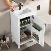 Mobile sottolavabo da terra con lavabo integrato in ceramica ripiano regolabile MDF bianco 51 × 34 × 83 cm