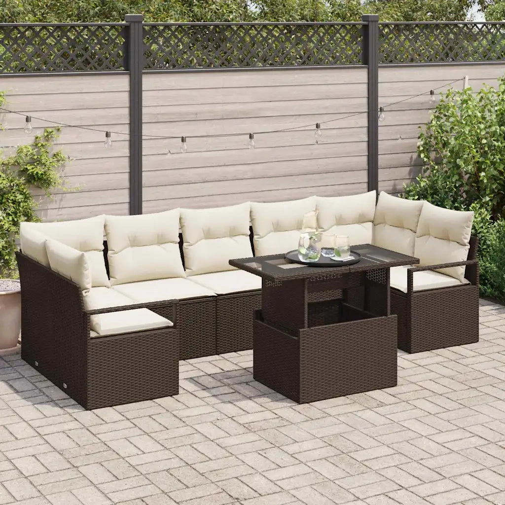 Set Divano da Giardino 8 pcs Marrone Poly Rattan 3357511