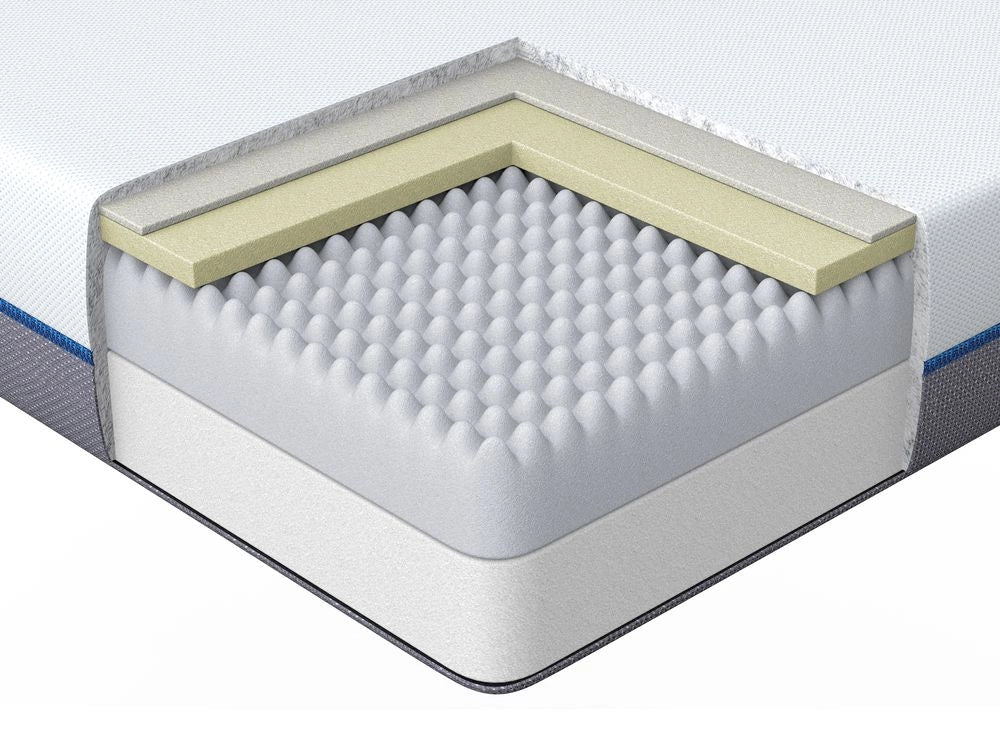Materasso in Memory Foam Bianco con Tessuto Grigio Duro 140 x 200 cm