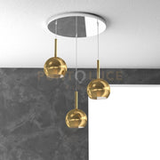 SOSP. CROMO TONDA 3 LUCI VETRI TUTTI PICCOLO ORO 1155CR-S3 TP-OR