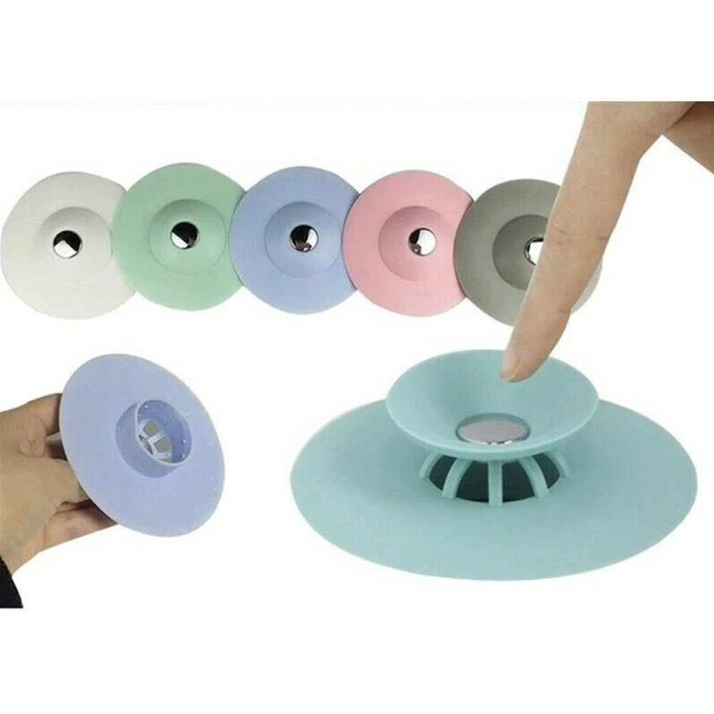 Trade Shop - Set 2 Tappo Pop Up In Silicone 2in1 Per Lavello Lavandino Rete Cattura Capelli -