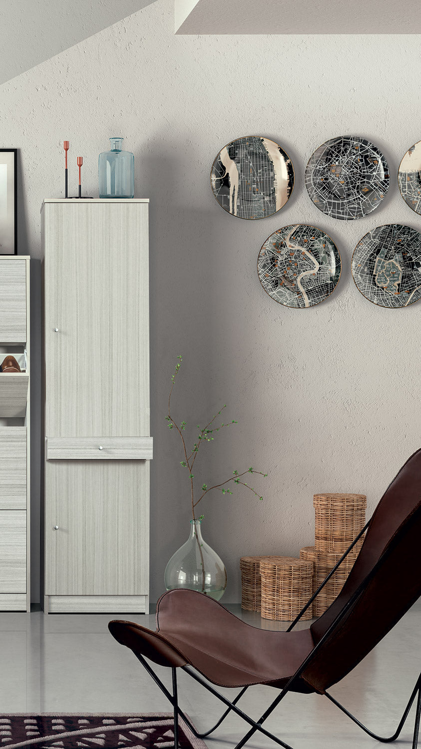 Armadio 2 Ante 1 Cassetto 46x183x34 cm Eucalipto