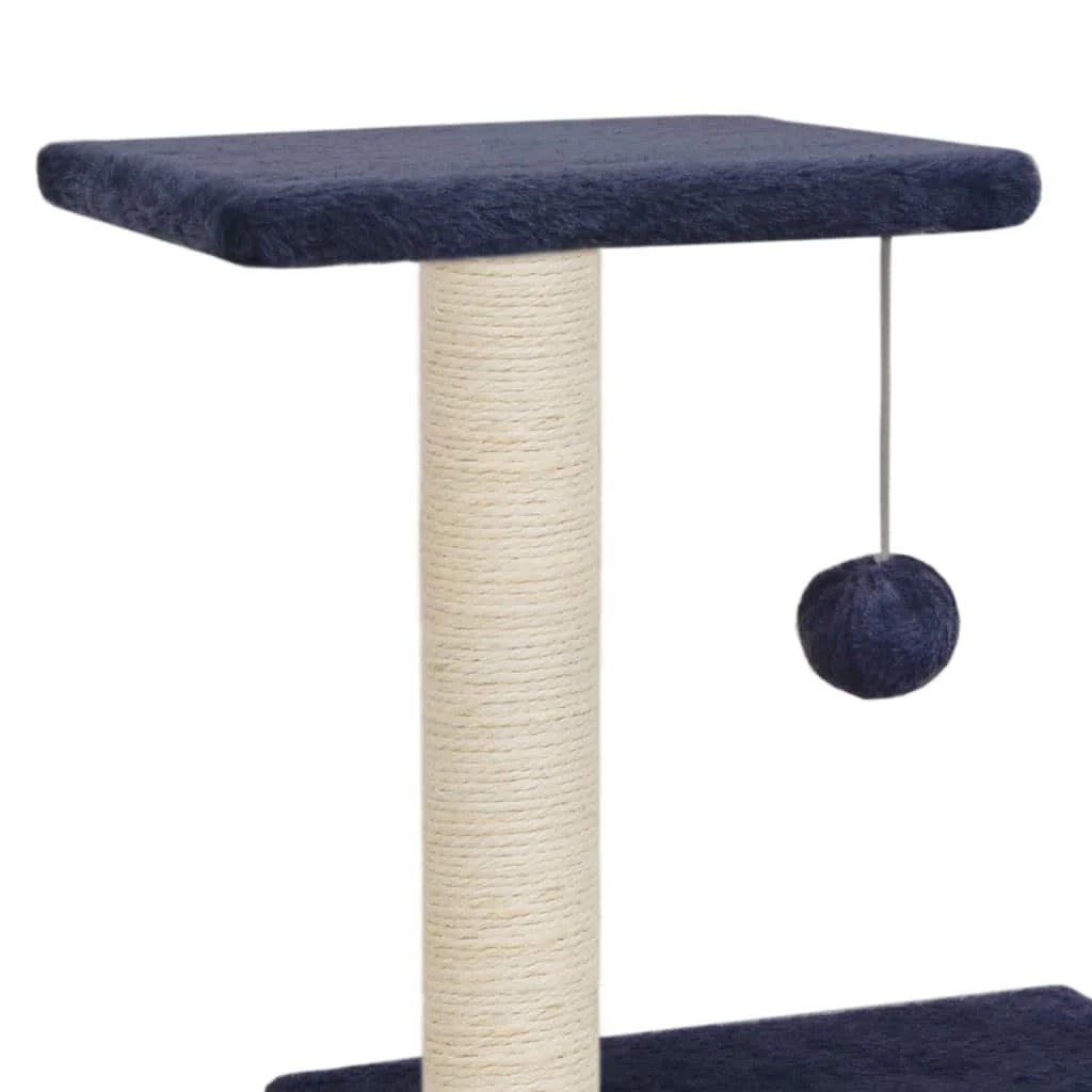 Tiragraffi albero per gatti cuccia per gatti peluche in sisal 65 cm blu scuro 3702219
