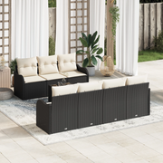 Set Divano da Giardino  8 Pezzi con Cuscini Nero Polyrattan