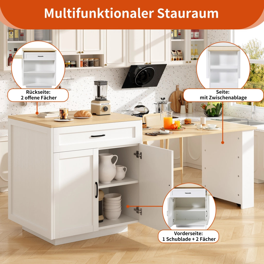 TAVOLO BAR ESTENSIBILE 133-202x70x93,5 cm MDF BIANCO