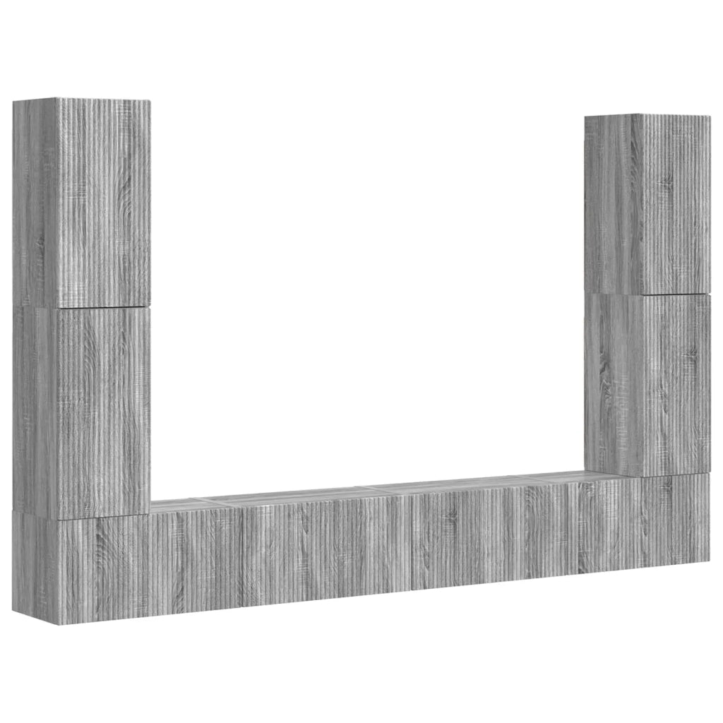 Set mobile TV 8 pcs Grigio Sonoma Legno multistrato