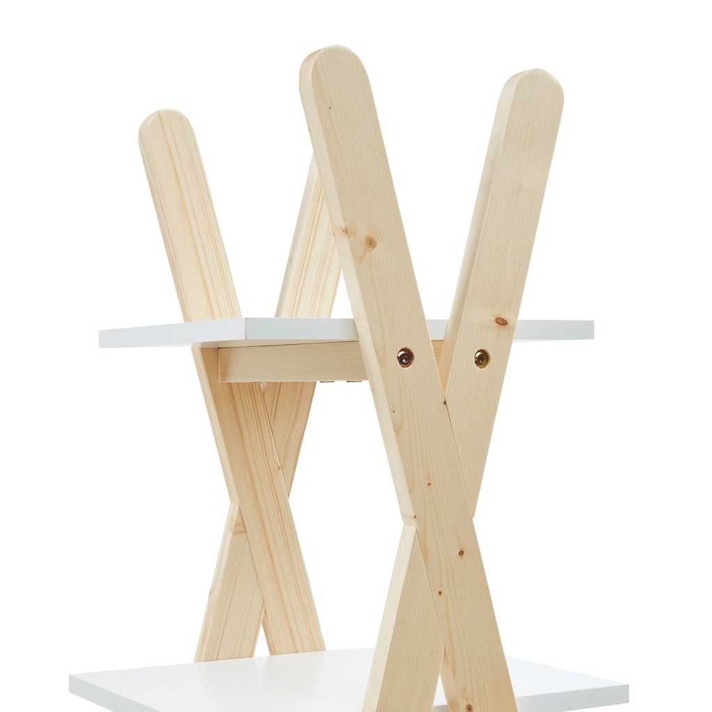 Scaffale a Scala per Cameretta Vanlilu Libreria Bassa per Bambini 145x65x32 cm Naturale / Bianco [en.casa]