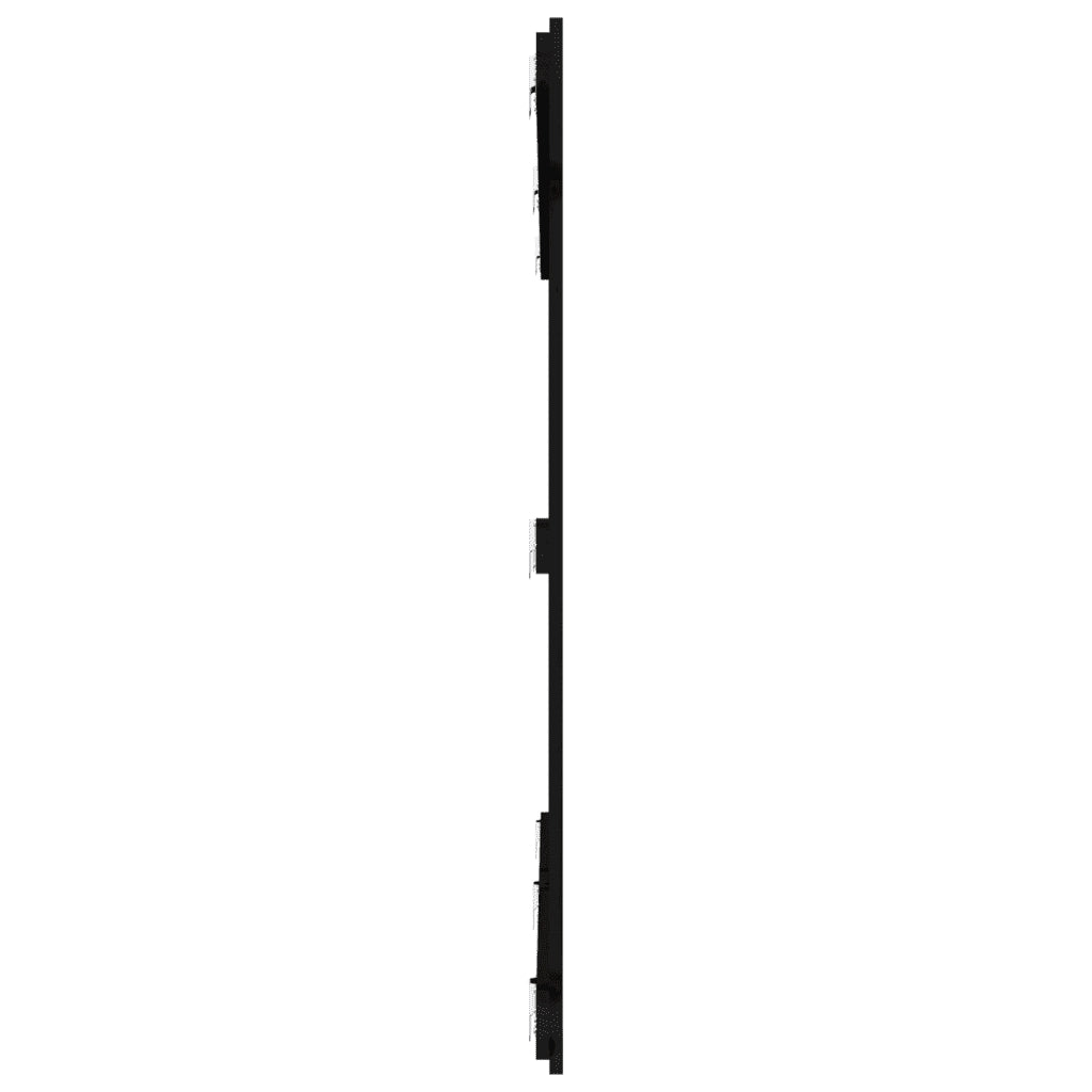 Testiera da Parete Nera 204x3x110 cm in Legno Massello di Pino