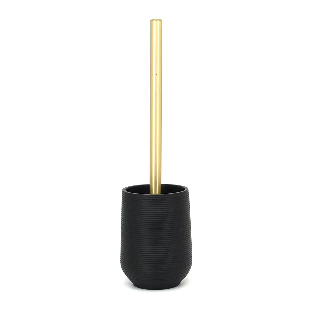 Porta scopino d'appoggio nero e oro in poliresina - Serie Elegant