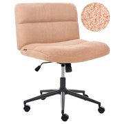 Sedia da scrivania per ufficio rosa pesca Boucle Teddy Rivestimento ampio senza braccioli Seduta pneumatica Base girevole Inclinabile