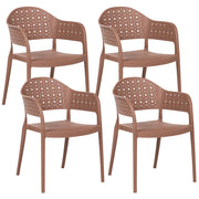 Set di 4 sedie da giardino in materiale sintetico marrone impilabili per interni ed esterni stile classico