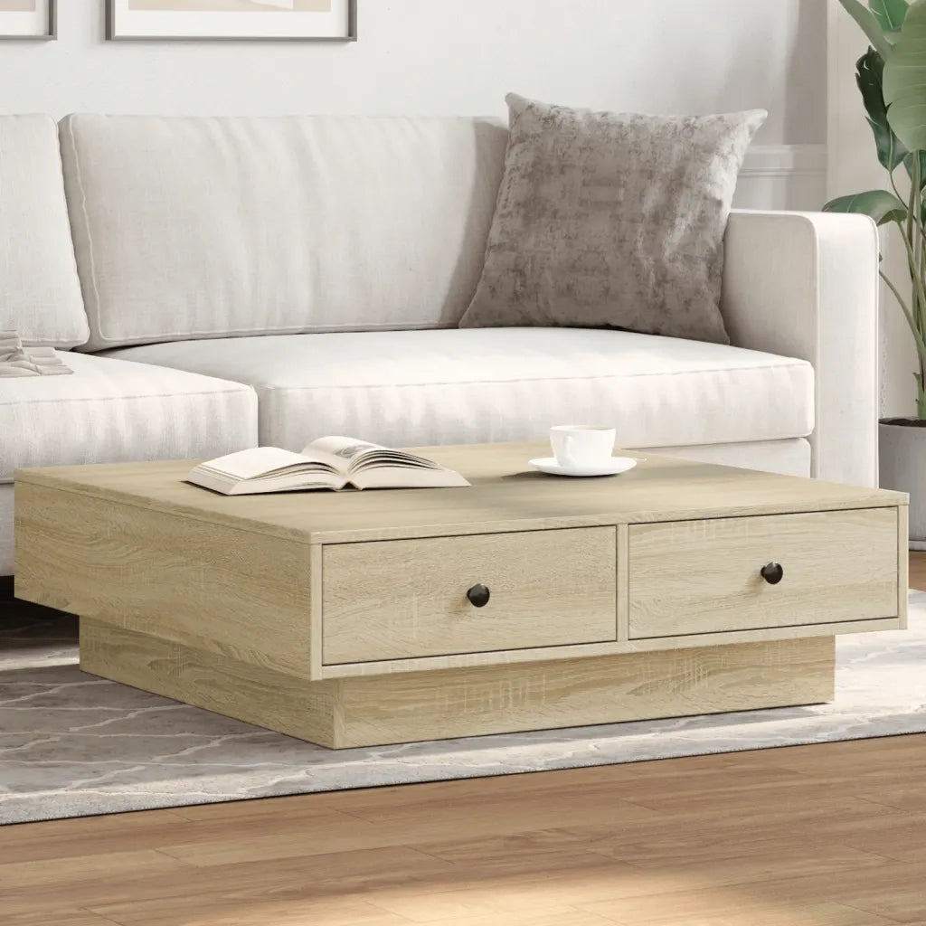 Tavolino da Salotto-Tavolino da soggiorno-Tavolo Rovere Sonoma 90x90x28 cm Legno Multistrato 174652
