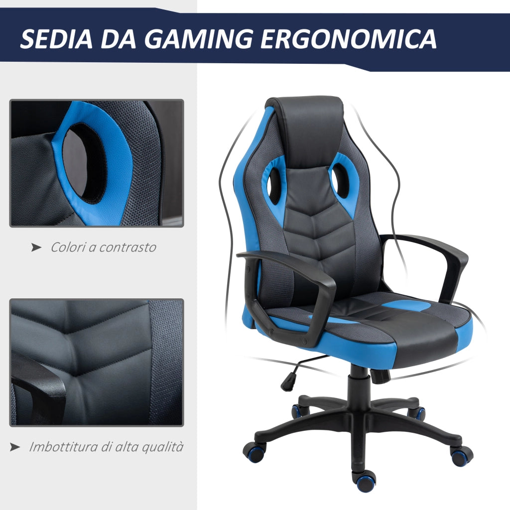 Sedia da Ufficio Girevole con Rotelle in Similpelle ¨C Minimal ¨C Nero