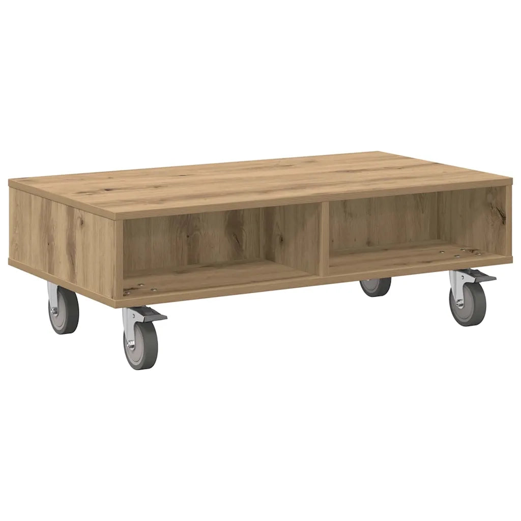 Tavolino | Tavolo laterale con Ruote Rovere artigianale 90 x 50 x 30 cm