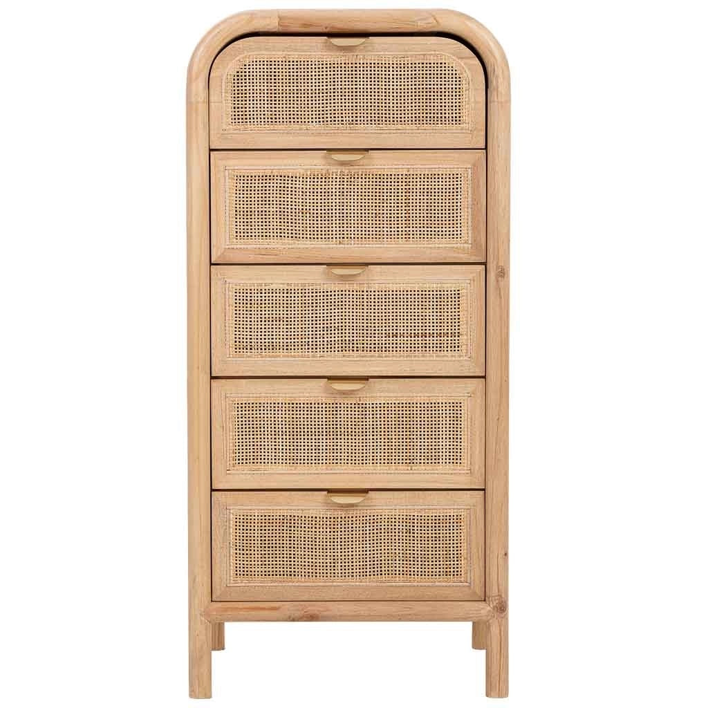 Cassapanca in legno e rattan marrone 46x37x100h cm
