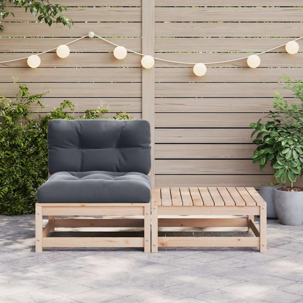 Salotto da Giardino-Set Divani da Giardino 2 pz con Cuscini Legno Massello Pino