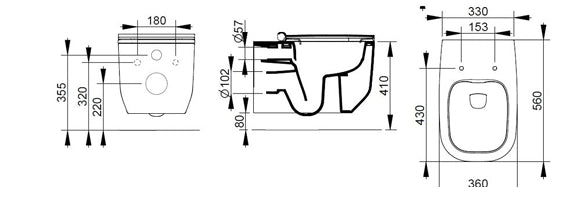Sanitari sospesi WC e Bidet in Ceramica Copriwater soft-close Ceramiche Dolomite serie ALBA - Nero Opaco