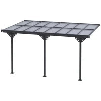 Pergola Addossata da Giardino 4.4x3m Regolabile in Policarbonato e Alluminio, Grigio