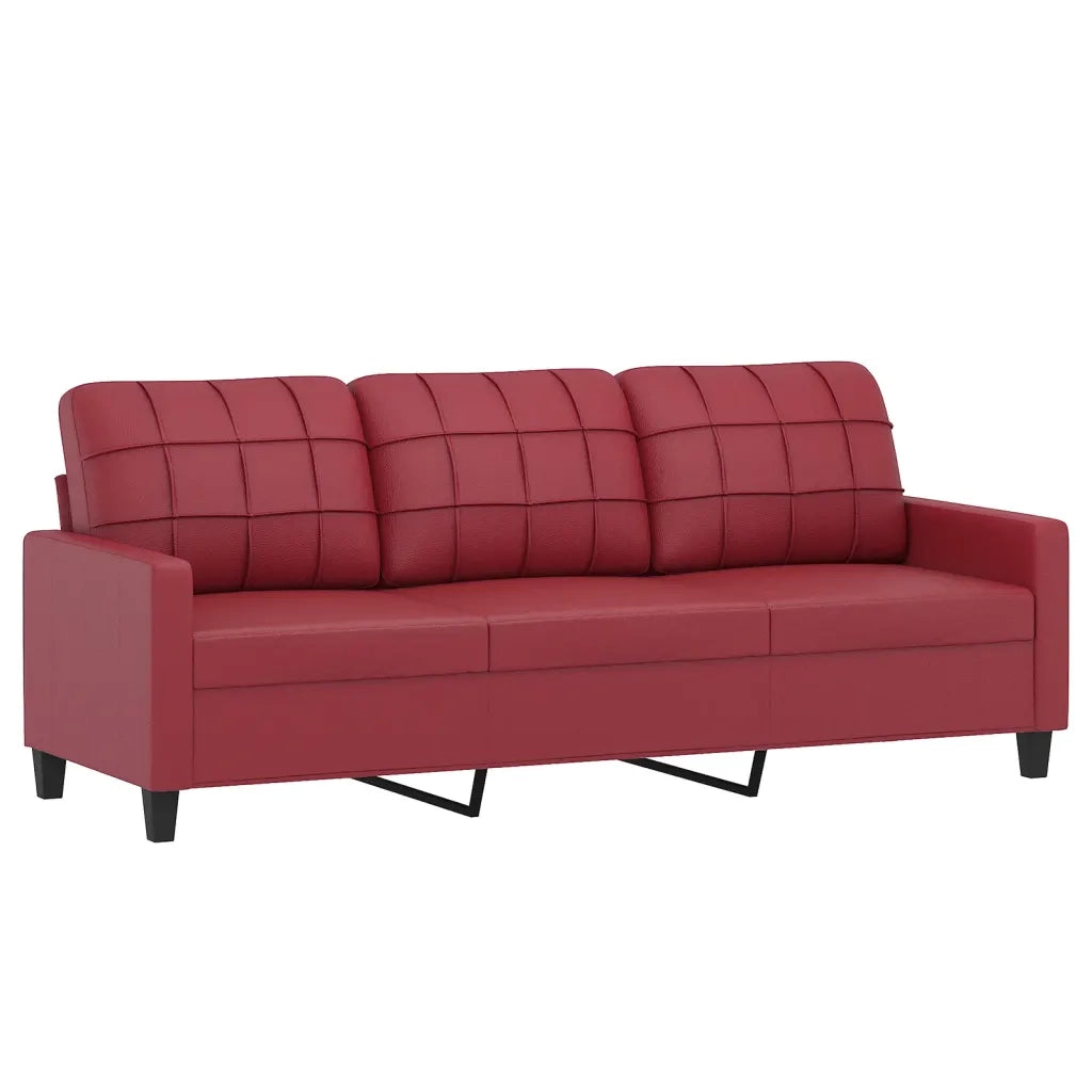 Set di Divani 4 pz con Cuscini Rosso Vino in Similpelle 3201356