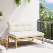 Salotto da Giardino-Divano componibile Centrale Acacia Chiaro e Bianco Crema 494100