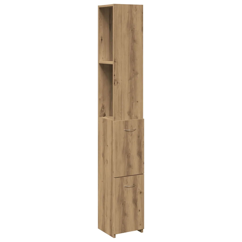 Armadietto Bagno | Armadio da bagno Rovere 25x25x170 cm Legno Multistrato